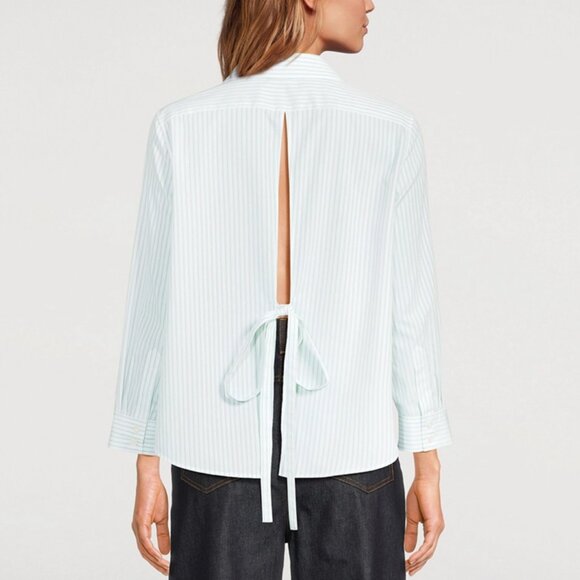 NWT$990 LOEWE Trapeze Anagram Embroidered Split Back Striped Cotton Shirt 40 (8) - Picture 1 of 16